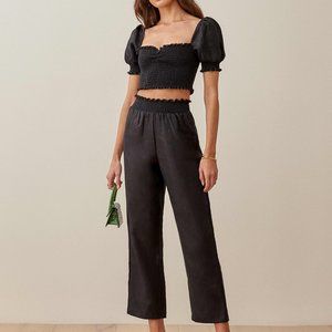 Black Linen Mora Two-Piece by Reformation